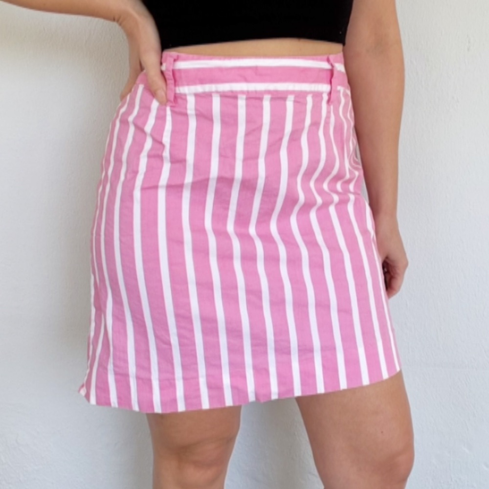 Vintage Newport News pink white stripe cotton stretch mini skirt size 12